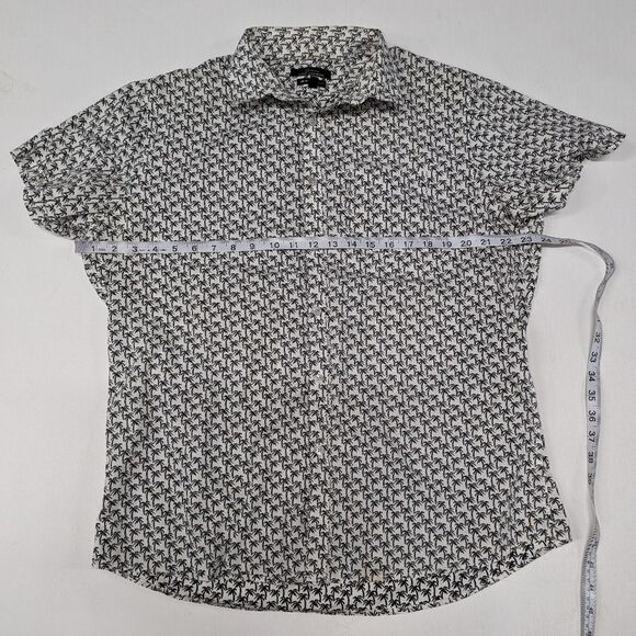 Marc Anthony Men's Size Large White & Black Palm Trim Quirky Button Front Shirt - Picture 6 of 7
